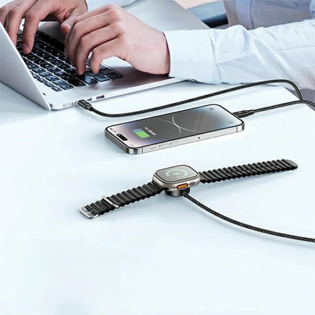 Кабель AWEI W23 3в1 USB-C/Lightning/Watch 100W/10W/2.5W Black (6954284007542)