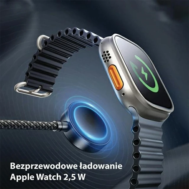 Кабель AWEI W23 3в1 USB-C/Lightning/Watch 100W/10W/2.5W Black (6954284007542)