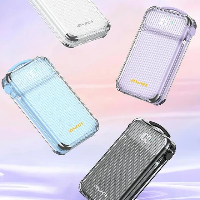 Павербанк AWEI P169K 20000mAh 22.5W Black з дисплеєм + кабелі PD/Lightning (6954284002455)