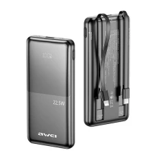 Повербанк AWEI P76K 10000mAh 22.5W Black Digital Display (6954284009126)