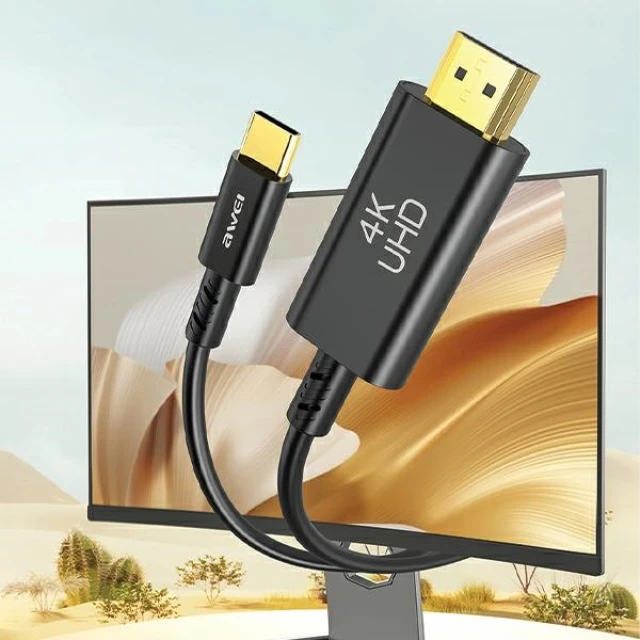 Кабель AWEI CL-212T USB-C/HDMI 4K 30Hz Black (6954284009294)