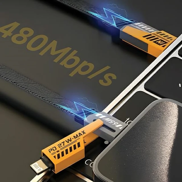 Кабель AWEI CL-226 2в1 USB-C/Lightning Black (6954284011617)