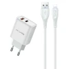Мережевий зарядний пристрій AWEI PD81L-EU 22.5W GaN з кабелем USB-Lightning White (6954284012669)