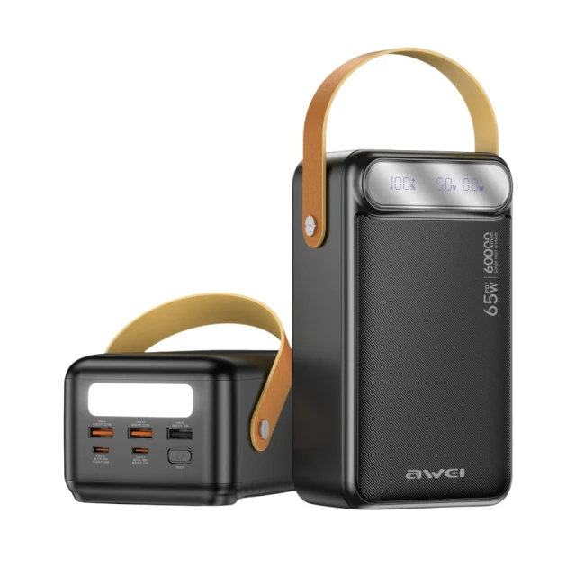 Powerbank Awei PA-82 60000mAh 65W PD 2xUSB-A/USB-C Black (6954284029568)