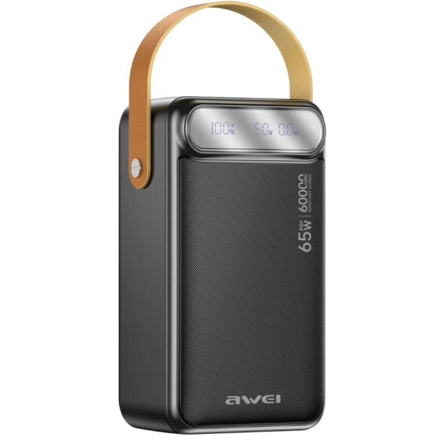Powerbank Awei PA-82 60000mAh 65W PD 2xUSB-A/USB-C Black (6954284029568)