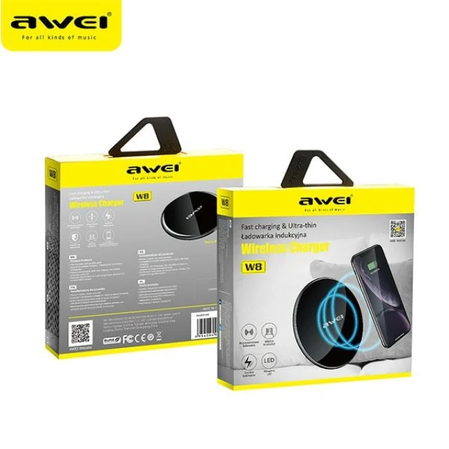 Бездротова зарядка Awei W8 10W Black (6954284054614)