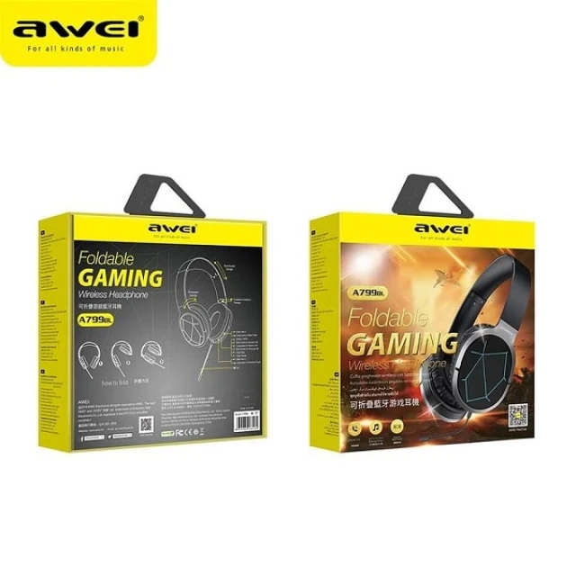 Навушники AWEI A799BL Gaming Bluetooth накладні з мікрофоном Black (6954284068260)