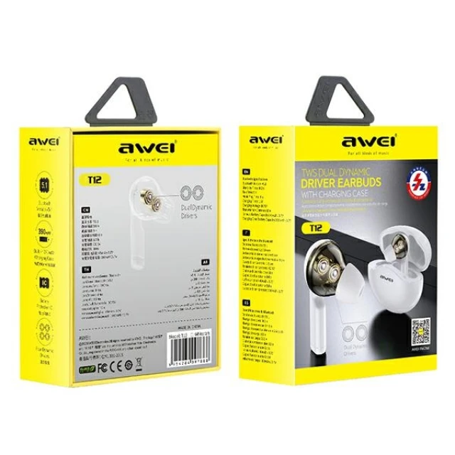Навушники Awei T12 TWS White (8954284097888)