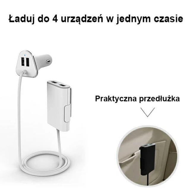 Автомобільний зарядний пристрій Awei C-400 9.6A 4xUSB High Speed White (6954284098656)