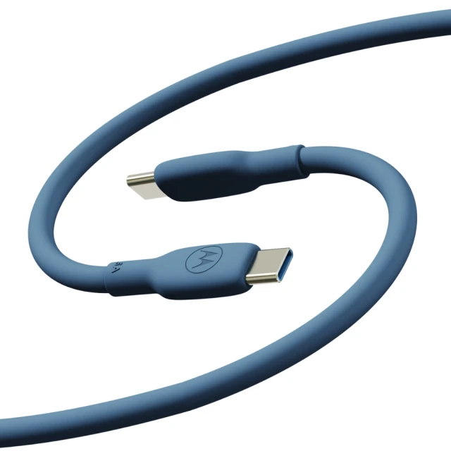 Кабель Motorola Silicone USB-C to USB-C 2m 100W 5A Blue (119MOTOUSBC2MBL)