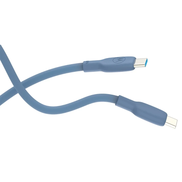 Кабель Motorola Silicone USB-C to USB-C 2m 100W 5A Blue (119MOTOUSBC2MBL)