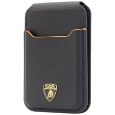 Магнітний гаманець Lamborghini D1 Genuine Leather для телефону Black/Orange with MagSafe (LB-MSCH-TE/D1-BK/OE)