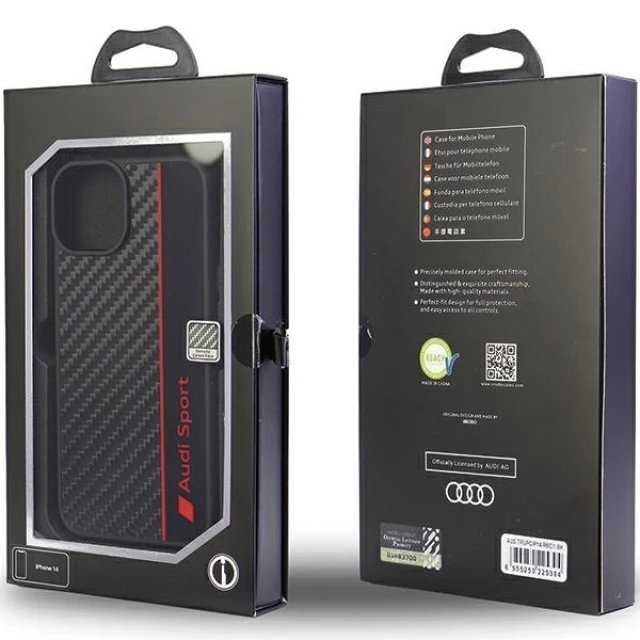 Чохол Audi Carbon Fiber Stripe для iPhone 14 | 13 Black (AUS-TPUPCIP14-R8/D1-BK)
