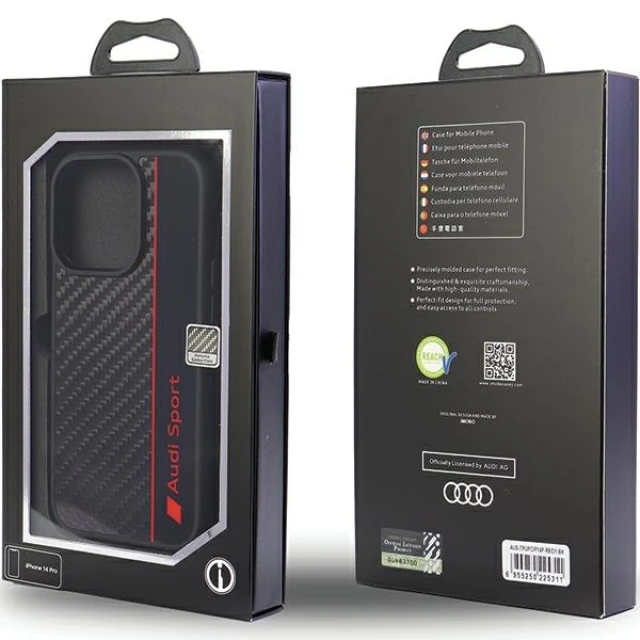 Чохол Audi Carbon Fiber Stripe для iPhone 13 Pro Max Black (AUS-TPUPCIP13PM-R8/D1-BK)
