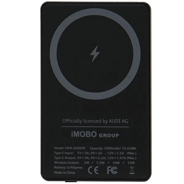Бездротовий зарядний пристрій Audi 15W 5000mAh MagSafe Grey (AU-MWPB5000-GT/D1-GY)