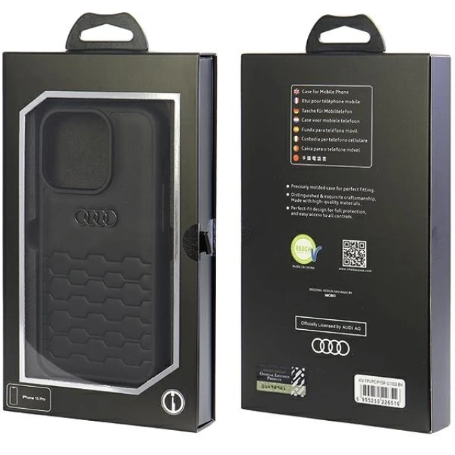 Чохол Audi GT Synthetic Leather для iPhone 15 Pro Black (AU-TPUPCIP15P-GT/D2-BK)