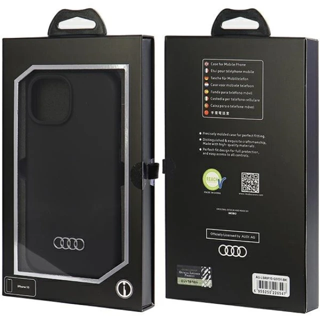 Чохол Audi Silicone Case для iPhone 15 Black (AU-LSRIP15-Q3/D1-BK)