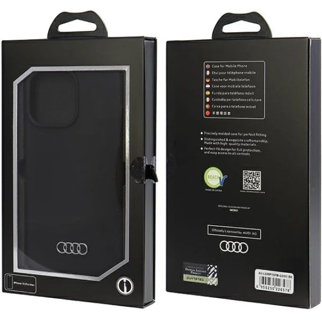 Чохол Audi Silicone Case для iPhone 15 Pro Max Black (AU-LSRIP15PM-Q3/D1-BK)