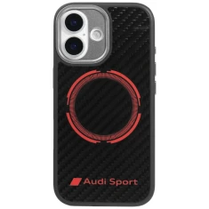 Чехол Audi RSQ Carbon Fiber Sport Red Circle для iPhone 17 Black with MagSafe (AUS-TPUPCMIP17-RSQ/D5-BK)