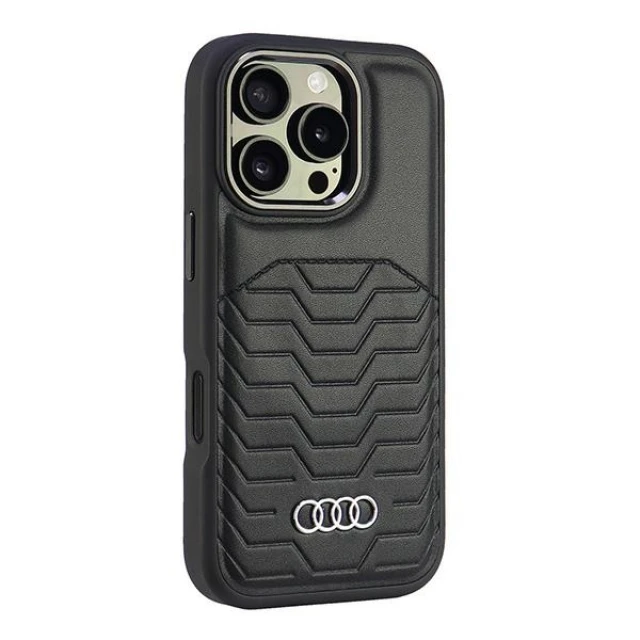Чохол Audi Synthetic Leather для iPhone 16 Pro Black with MagSafe (AU-TPUPCMIP16P-GT/D3-BK)