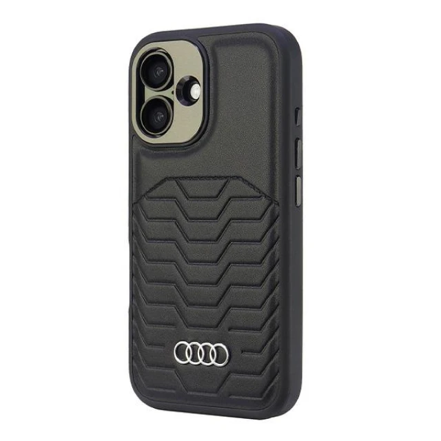 Чохол Audi Synthetic Leather для iPhone 16 Plus Black with MagSafe (AU-TPUPCMIP16M-GT/D3-BK)