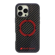 Чохол Audi Carbon Fiber Sport Red Circle для iPhone 16 Pro Max Black with MagSafe (AUS-TPUPCMIP16PM-RSQ/D5-BK)
