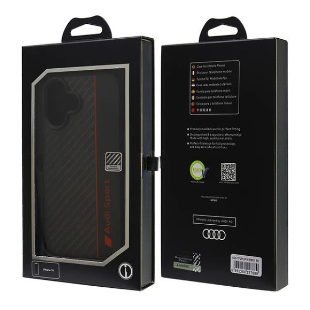 Чохол Audi Carbon Fiber Stripe для iPhone 16 Black (AUS-TPUPCIP16-R8/D1-BK)