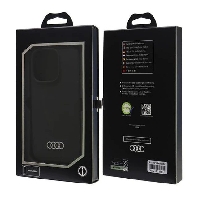 Чехол Audi Silicone Case для iPhone 16 Pro Black (AU-LSRIP16P-Q3/D1-BK)