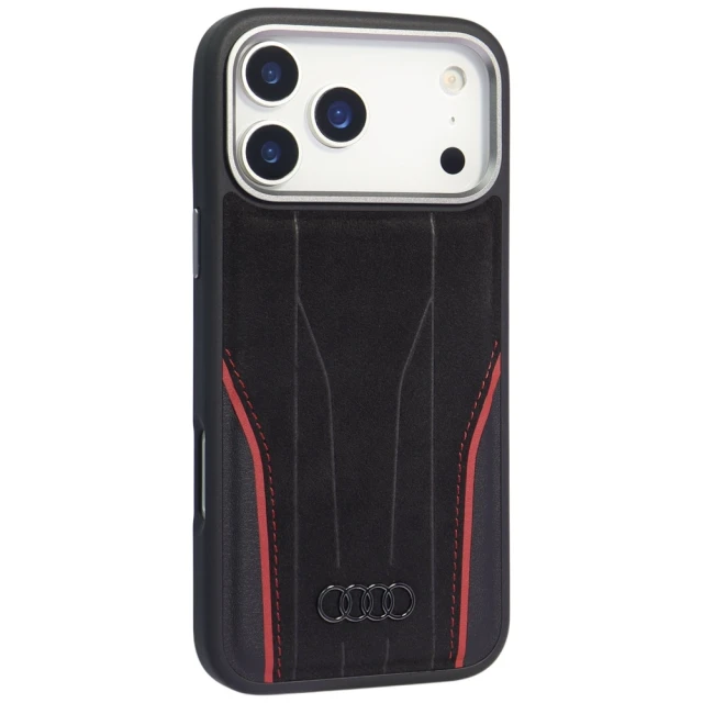 Чохол Audi R8 Genuine Leather для iPhone 17 Pro Black Red with MagSafe (AU-TPUPCMIP17P-R8/D3-RD)