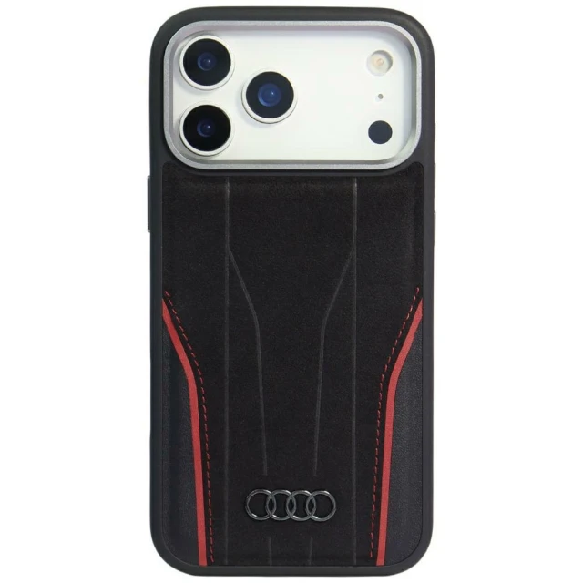 Чохол Audi R8 Genuine Leather для iPhone 17 Pro Black Red with MagSafe (AU-TPUPCMIP17P-R8/D3-RD)