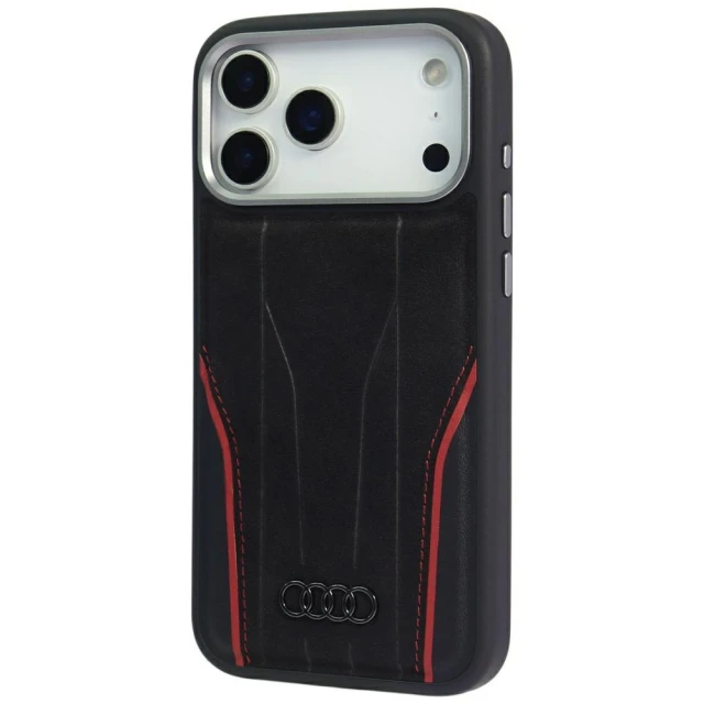 Чохол Audi R8 Genuine Leather для iPhone 17 Pro Black Red with MagSafe (AU-TPUPCMIP17P-R8/D3-RD)