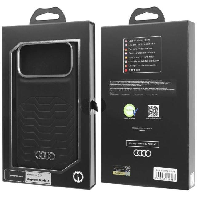 Чохол Audi GT Synthetic Leather для iPhone 17 Pro Max Black with MagSafe (AU-TPUPCMIP17PM-GT/D3-BK)