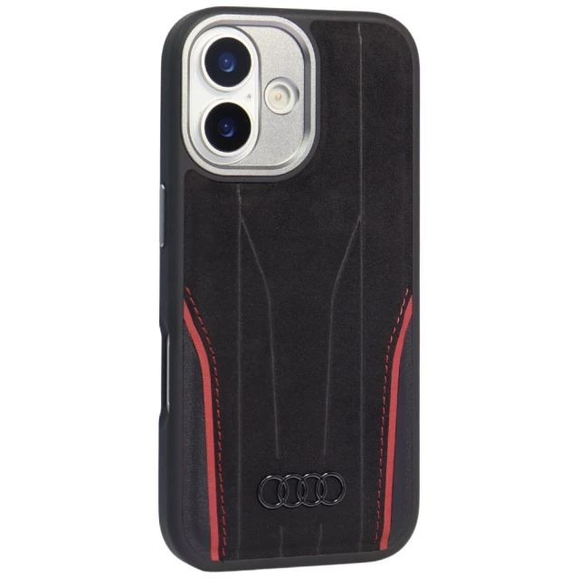 Чохол Audi R8 Genuine Leather для iPhone 17 Black Red with MagSafe (AU-TPUPCMIP17-R8/D3-RD)