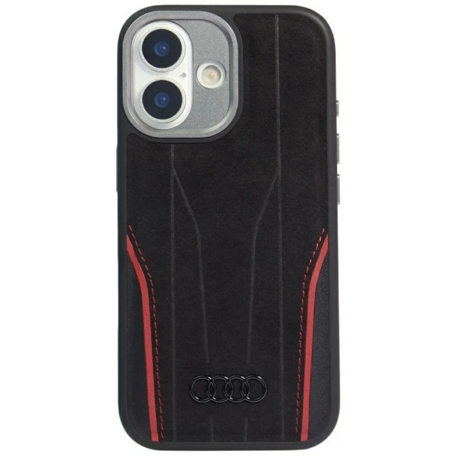 Чохол Audi R8 Genuine Leather для iPhone 17 Black Red with MagSafe (AU-TPUPCMIP17-R8/D3-RD)