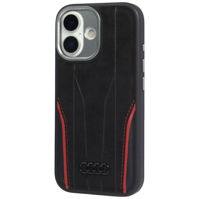 Чохол Audi R8 Genuine Leather для iPhone 17 Black Red with MagSafe (AU-TPUPCMIP17-R8/D3-RD)