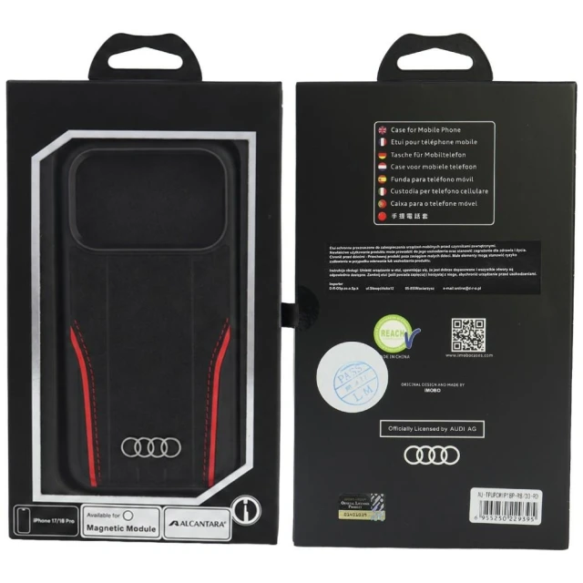 Чохол Audi R8 Genuine Leather для iPhone 18 Pro | 17 Pro Black Red (AU-TPUPCMIP18P-R8/D3-RD)
