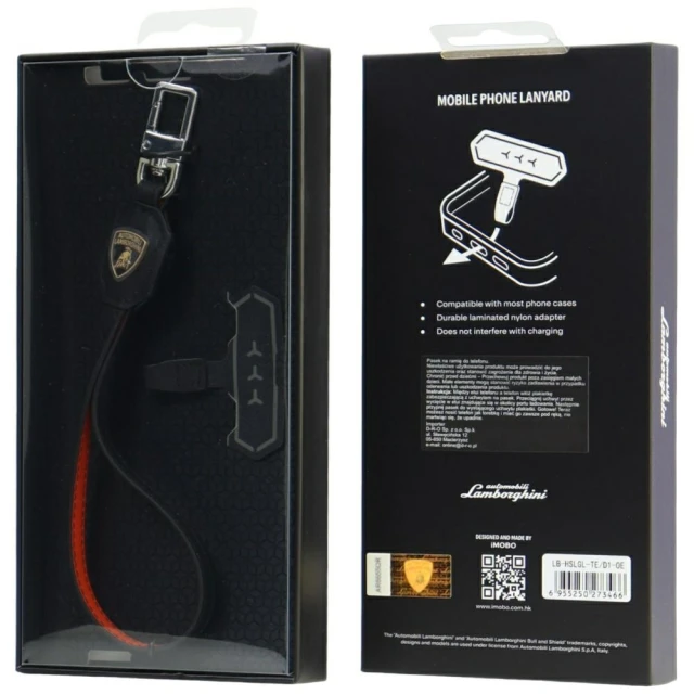 Універсальний шнурок Lamborghini D1 Leather Handstrap Orange (LB-HSLGL-TE/D1-OE)