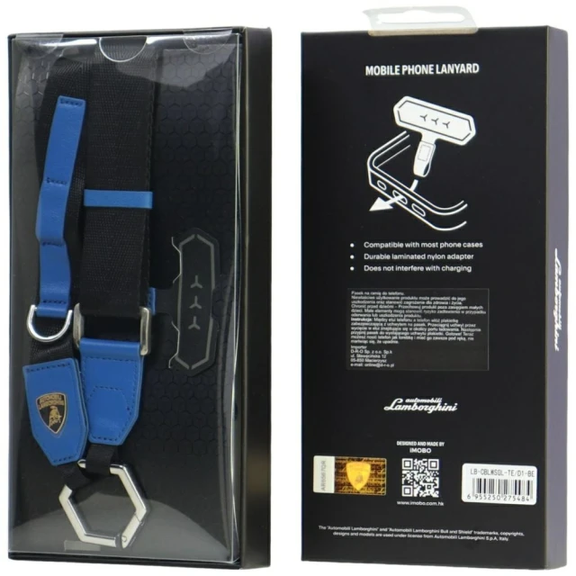 Універсальний ремінець Lamborghini D1 Crossbody Webbing Strap Blue (LB-CBLWSGL-TE/D1-BE)
