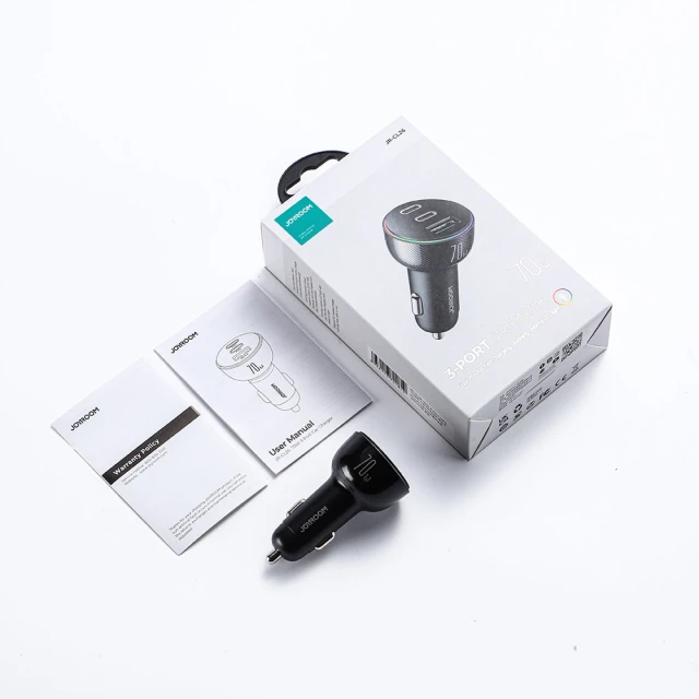 Автомобільний зарядний пристрій Joyroom Quick Charge 2xUSB-C/USB-A 70W Black (JR-CL26)