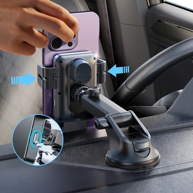 Автотримач з функцією бездротової зарядки Joyroom Electric Dashboard Mount 15W Black (JR-ZS219)