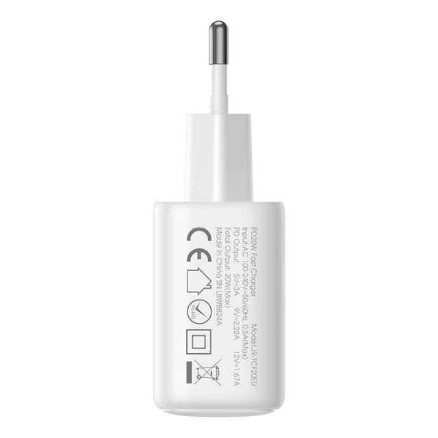 Мережевий зарядний пристрій Joyroom PD/QC 20W 2xUSB-C White (JR-TCF12)