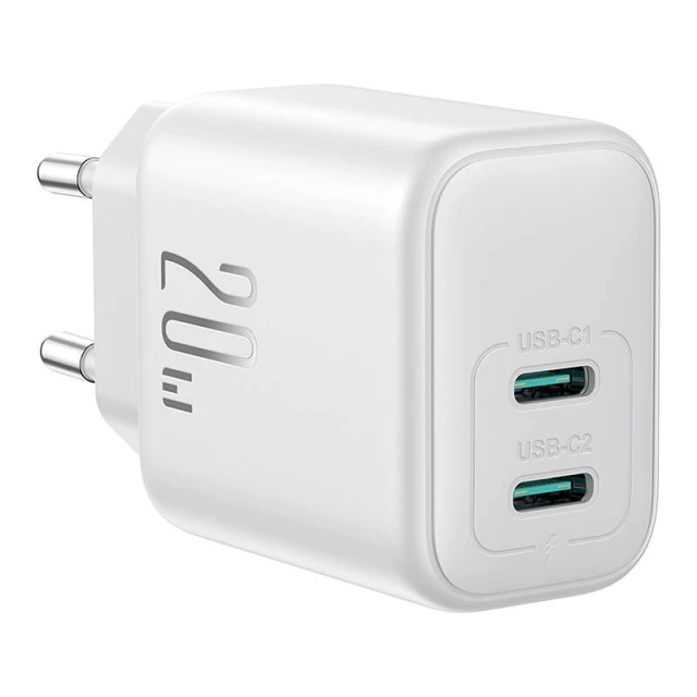 Мережевий зарядний пристрій Joyroom PD/QC 20W 2xUSB-C White (JR-TCF12)