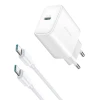 Сетевое зарядное устройство Joyroom PD/QC 30W USB-C with USB-C to USB-C Cable White (JR-TCF24)