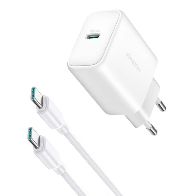 Сетевое зарядное устройство Joyroom PD/QC 30W USB-C with USB-C to USB-C Cable White (JR-TCF24)