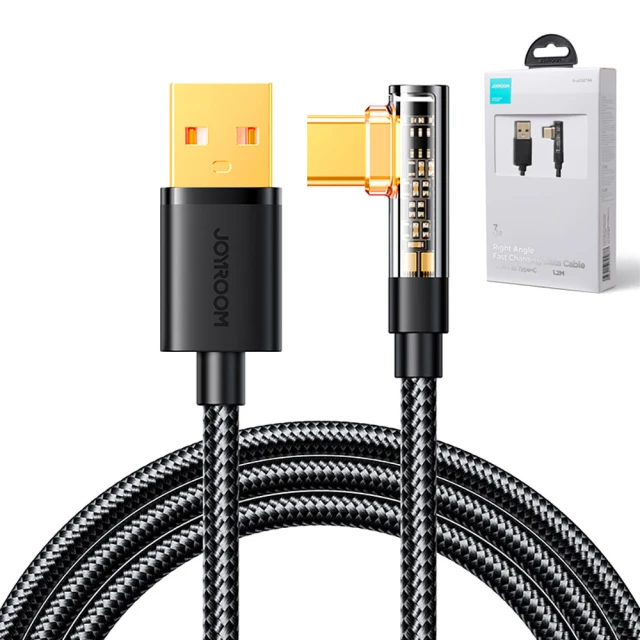 Кабель Joyroom Angled Fast Charging USB-A to USB-C 1.2m Black (S-UC027A6)