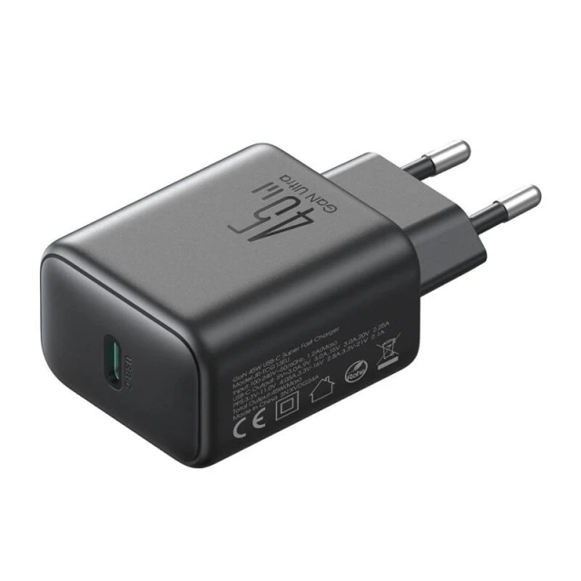 Мережевий зарядний пристрій Joyroom PD/QC USB-C 45W Black (JR-TCG13)