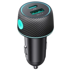 Автомобильное зарядное устройство Joyroom Lumina LED Quick Charge USB-C/USB-A 60W Black (JR-CCN01)