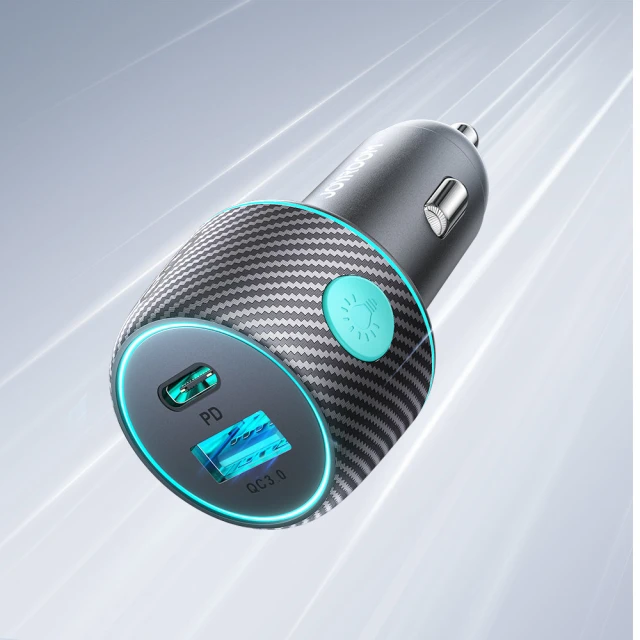 Автомобільний зарядний пристрій Joyroom Lumina LED Quick Charge USB-C/USB-A 60W Black (JR-CCN01)
