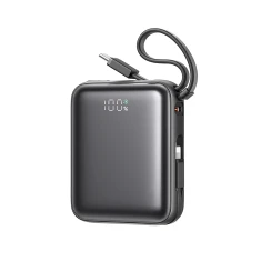 Powerbank Joyroom JR-PBF27 10000mAh 22.5W з вбудованими кабелями USB-C і Lightning чорний (JR-PBF27-B)