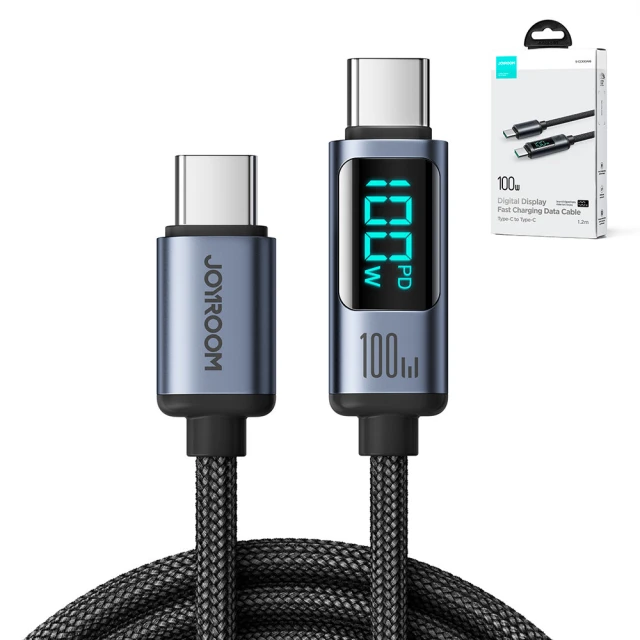 Кабель Joyroom Prism Series Digital Display USB-C to USB-C 1.2m 100W Black (S-CC100A16)